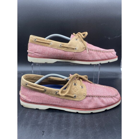 Sperry 2-Eye Top Sider Boat Shoes Mens Size 12 Red Canvas STS18768 - Picture 1 of 7